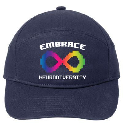 Embrace Neurodiversity Autism Adhd Asd Rainbow Brain Gift 7-Panel Snapback Hat