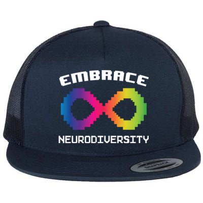 Embrace Neurodiversity Autism Adhd Asd Rainbow Brain Gift Flat Bill Trucker Hat