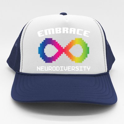 Embrace Neurodiversity Autism Adhd Asd Rainbow Brain Gift Trucker Hat