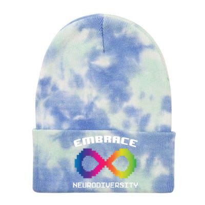 Embrace Neurodiversity Autism Adhd Asd Rainbow Brain Gift Tie Dye 12in Knit Beanie