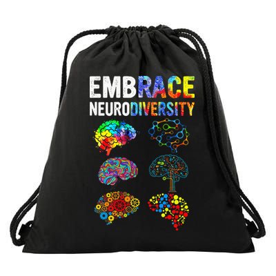 Embrace Neurodiversity Autism Awareness ASD Drawstring Bag