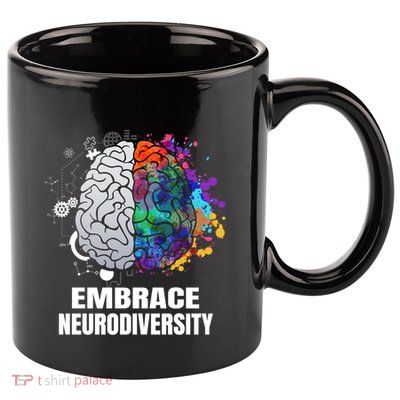 Embrace Neurodiversity Autism Adhd Asd Rainbow Brain Gift 11oz C Handle Ceramic Mug