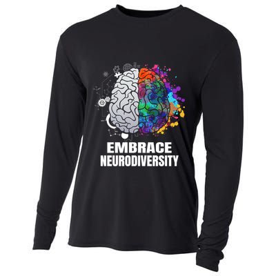 Embrace Neurodiversity Autism Adhd Asd Rainbow Brain Gift Cooling Performance Long Sleeve Crew