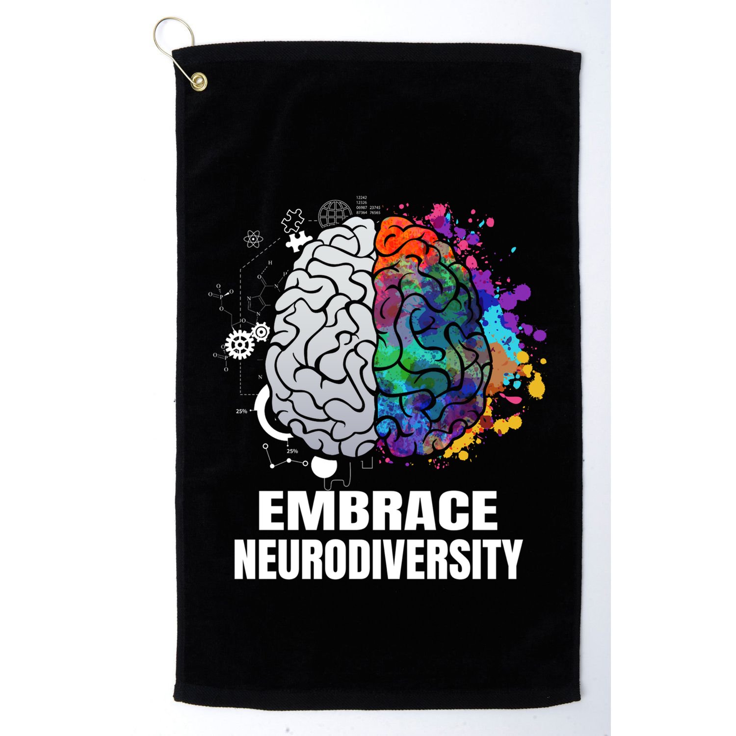 Embrace Neurodiversity Autism Adhd Asd Rainbow Brain Gift Golf Towel