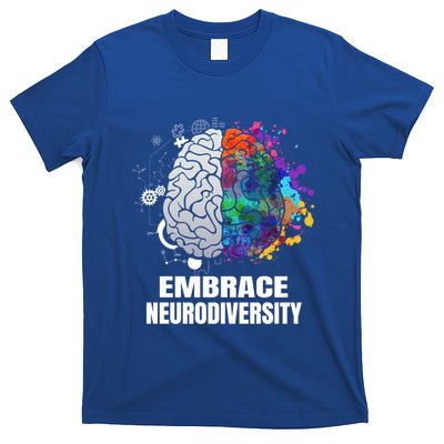 Embrace Neurodiversity Autism Adhd Asd Rainbow Brain Gift T-Shirt