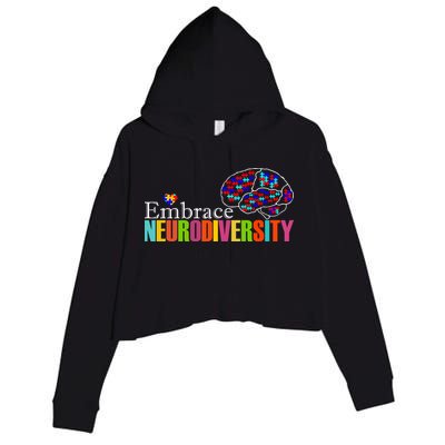 Embrace Neurodiversity Autism Awareness Month Crop Fleece Hoodie