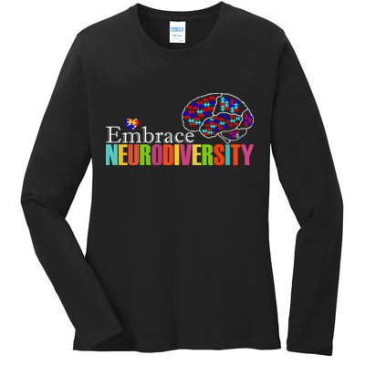Embrace Neurodiversity Autism Awareness Month Ladies Long Sleeve Shirt
