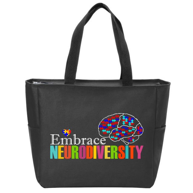 Embrace Neurodiversity Autism Awareness Month Zip Tote Bag