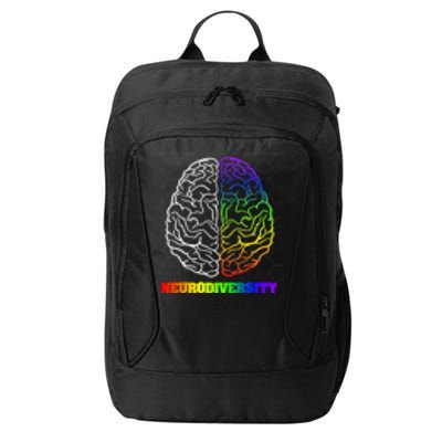 Embrace Neurodiversity Autism Adhd Asd Rainbow Brain Funny Gift City Backpack