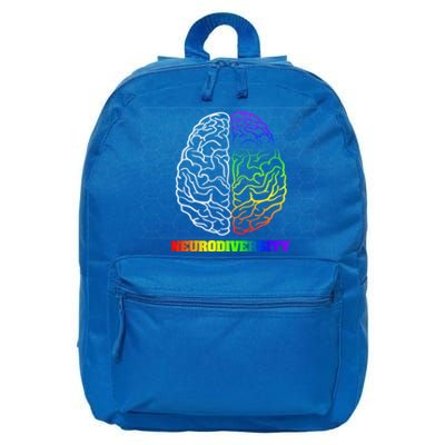 Embrace Neurodiversity Autism Adhd Asd Rainbow Brain Funny Gift 16 in Basic Backpack