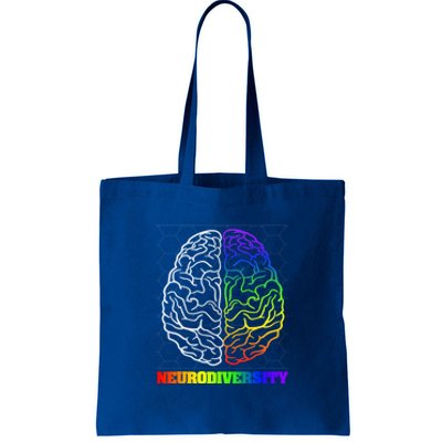 Embrace Neurodiversity Autism Adhd Asd Rainbow Brain Funny Gift Tote Bag