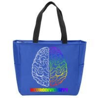 Embrace Neurodiversity Autism Adhd Asd Rainbow Brain Funny Gift Zip Tote Bag