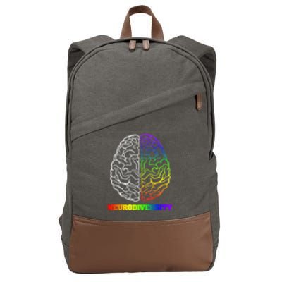 Embrace Neurodiversity Autism Adhd Asd Rainbow Brain Funny Gift Cotton Canvas Backpack