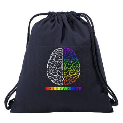 Embrace Neurodiversity Autism Adhd Asd Rainbow Brain Funny Gift Drawstring Bag