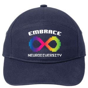 Embrace Neurodiversity Autism Adhd Asd Rainbow Brain Gift 7-Panel Snapback Hat