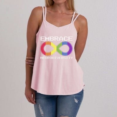 Embrace Neurodiversity Autism Adhd Asd Rainbow Brain Gift Women's Strappy Tank