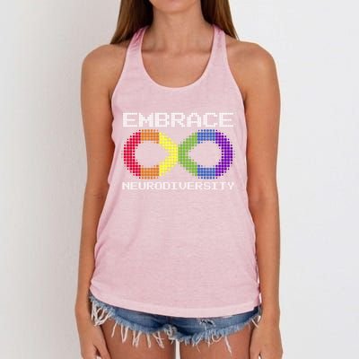 Embrace Neurodiversity Autism Adhd Asd Rainbow Brain Gift Women's Knotted Racerback Tank