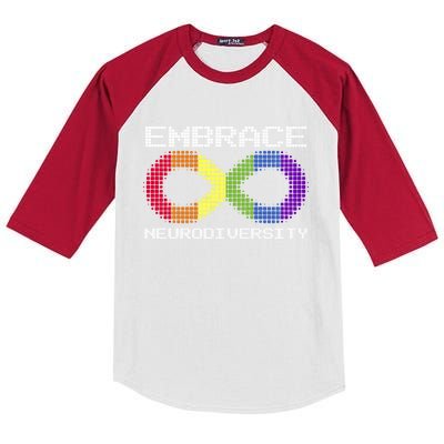 Embrace Neurodiversity Autism Adhd Asd Rainbow Brain Gift Kids Colorblock Raglan Jersey