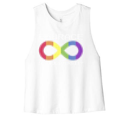 Embrace Neurodiversity Autism Adhd Asd Rainbow Brain Gift Women's Racerback Cropped Tank