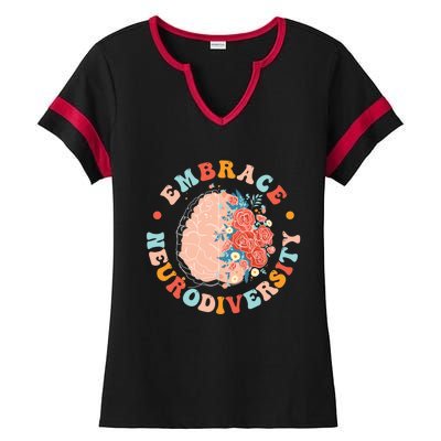 Embrace Neurodiversity Autism Awareness Neurodivergent Gift Ladies Halftime Notch Neck Tee