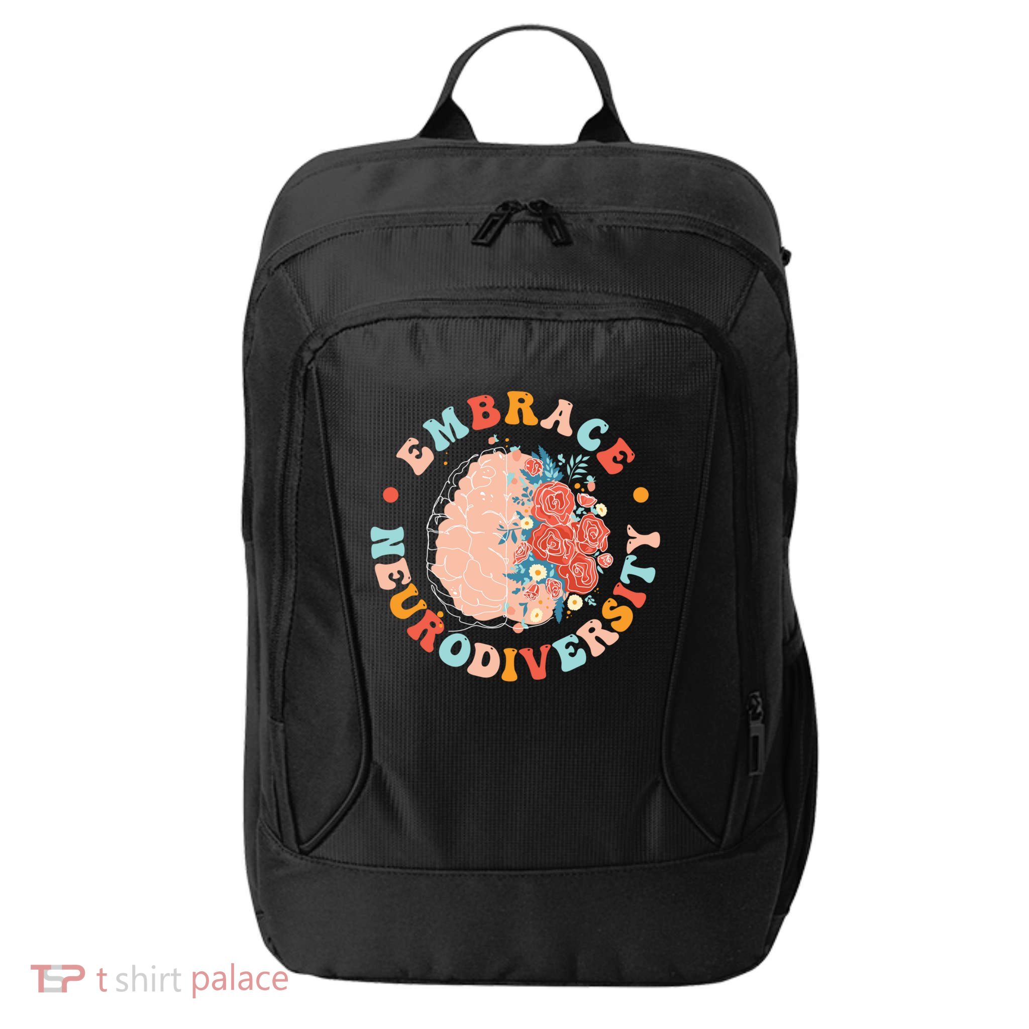 Embrace Neurodiversity Autism Awareness Neurodivergent Gift City Backpack