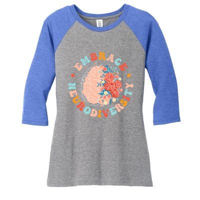 Embrace Neurodiversity Autism Awareness Neurodivergent Gift Women's Tri-Blend 3/4-Sleeve Raglan Shirt