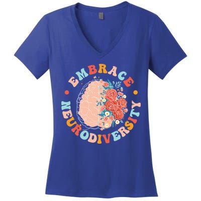Embrace Neurodiversity Autism Awareness Neurodivergent Gift Women's V-Neck T-Shirt