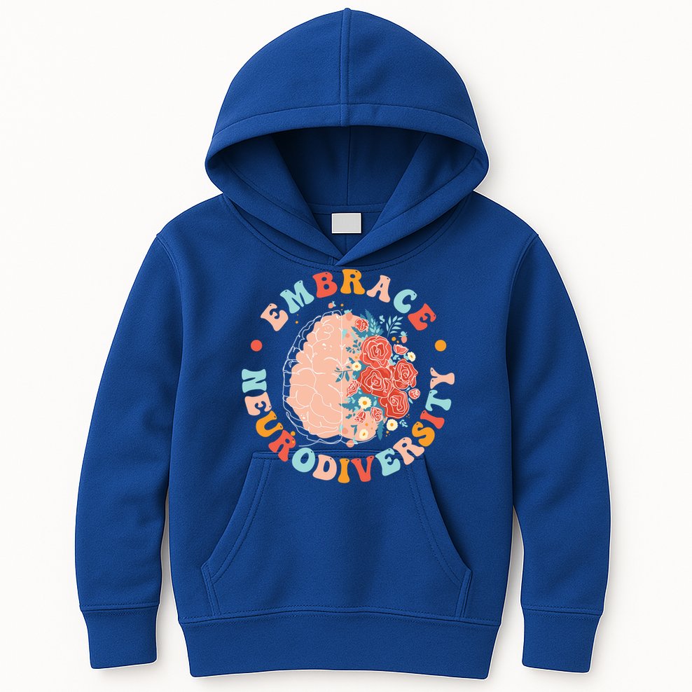 Embrace Neurodiversity Autism Awareness Neurodivergent Gift Kids Hoodie