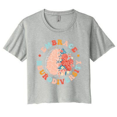 Embrace Neurodiversity Autism Awareness Neurodivergent Gift Women's Crop Top Tee