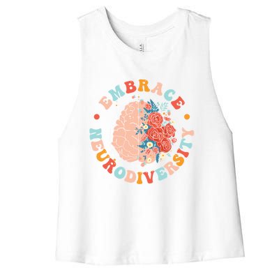 Embrace Neurodiversity Autism Awareness Neurodivergent Gift Women's Racerback Cropped Tank