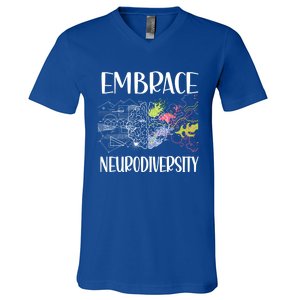 Embrace Neurodiversity Autism Neurodivergent Adhd Gift V-Neck T-Shirt