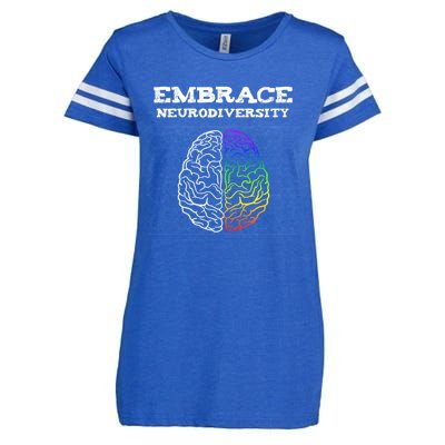 Embrace Neurodiversity Autism Adhd Asd Rainbow Brain Gift Enza Ladies Jersey Football T-Shirt