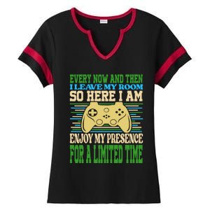 Every Now And Then I Leave My Room Gaming Ladies Halftime Notch Neck Tee