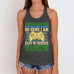 Every Now And Then I Leave My Room Gaming Women's Knotted Racerback Tank