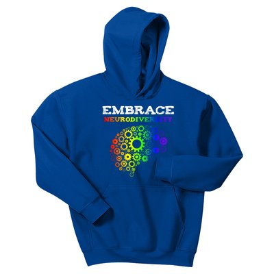 Embrace Neurodiversity Autism Adhd Rainbow Brain Screws Gift Kids Hoodie