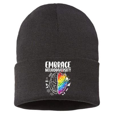 Embrace Neurodiversity Autism Awareness Colorful Brain Sustainable Knit Beanie