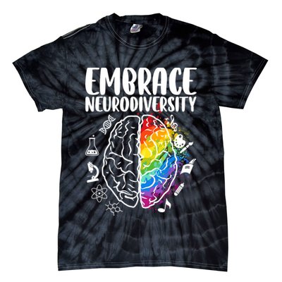 Embrace Neurodiversity Autism Awareness Colorful Brain Tie-Dye T-Shirt