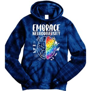 Embrace Neurodiversity Autism Awareness Colorful Brain Tie Dye Hoodie