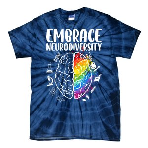 Embrace Neurodiversity Autism Awareness Colorful Brain Tie-Dye T-Shirt