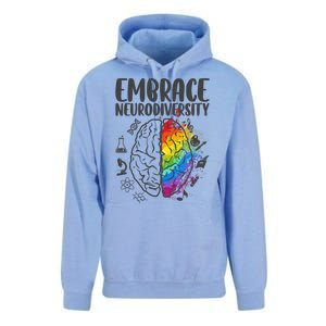 Embrace Neurodiversity Autism Awareness Colorful Brain Unisex Surf Hoodie