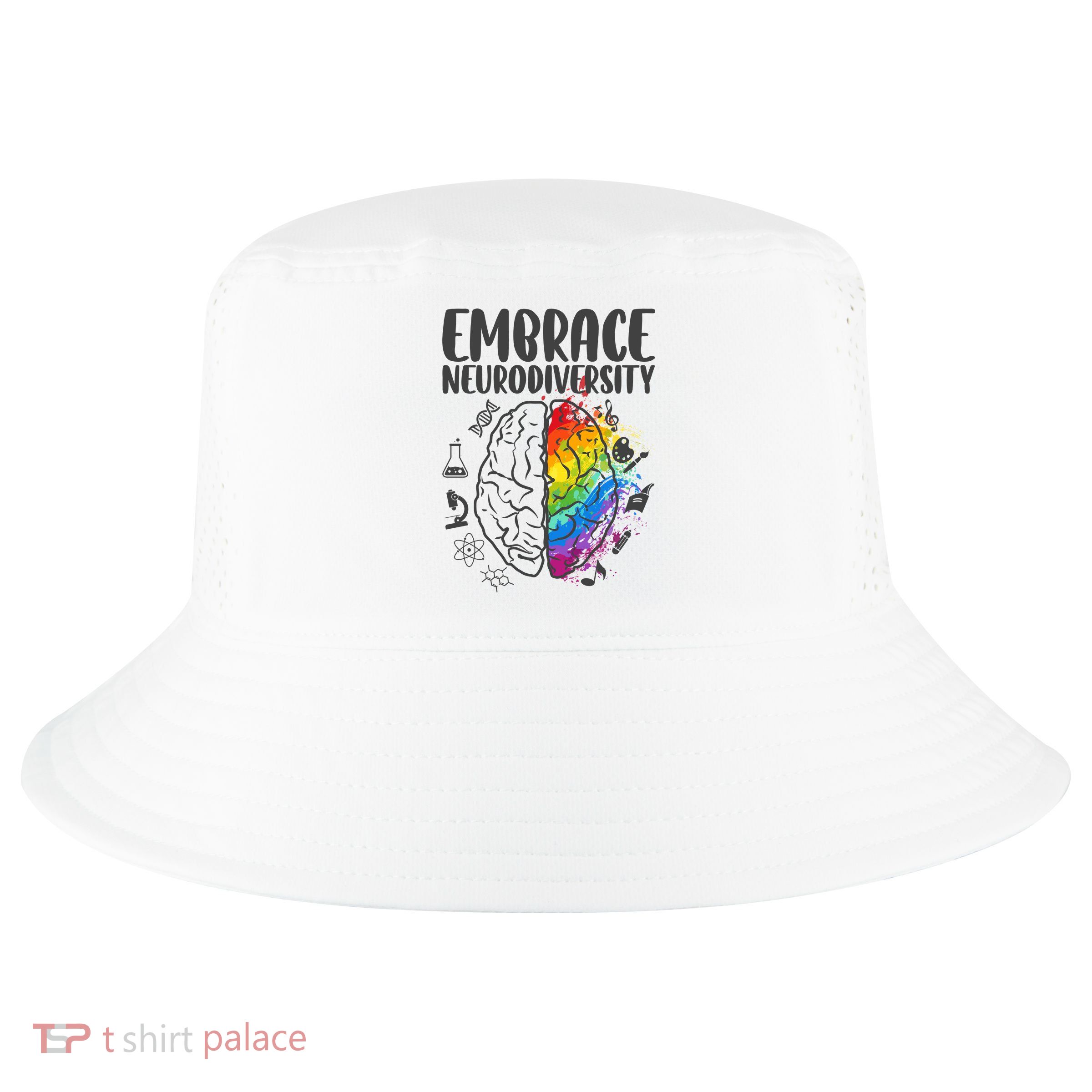 Embrace Neurodiversity Autism Awareness Colorful Brain Cool Comfort Performance Bucket Hat
