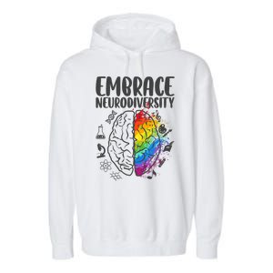 Embrace Neurodiversity Autism Awareness Colorful Brain Garment-Dyed Fleece Hoodie