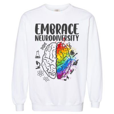 Embrace Neurodiversity Autism Awareness Colorful Brain Garment-Dyed Sweatshirt