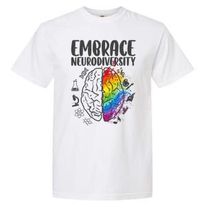 Embrace Neurodiversity Autism Awareness Colorful Brain Garment-Dyed Heavyweight T-Shirt