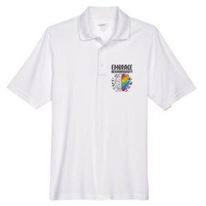 Embrace Neurodiversity Autism Awareness Colorful Brain Men's Origin Performance Pique Polo