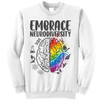 Embrace Neurodiversity Autism Awareness Colorful Brain Sweatshirt
