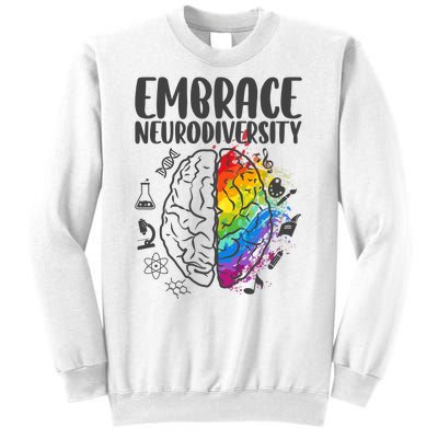 Embrace Neurodiversity Autism Awareness Colorful Brain Sweatshirt