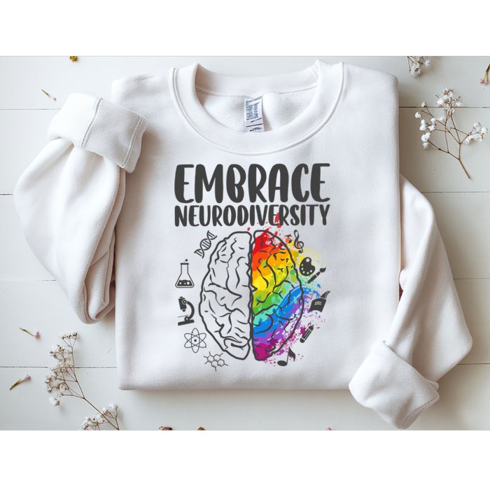 Embrace Neurodiversity Autism Awareness Colorful Brain Sweatshirt