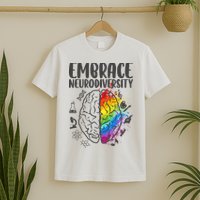 Embrace Neurodiversity Autism Awareness Colorful Brain T-Shirt