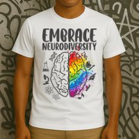 Embrace Neurodiversity Autism Awareness Colorful Brain T-Shirt
